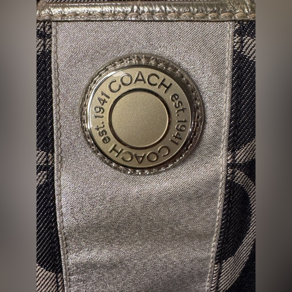 Coach Signature Striped Denim Tote - Picture 5 of 17